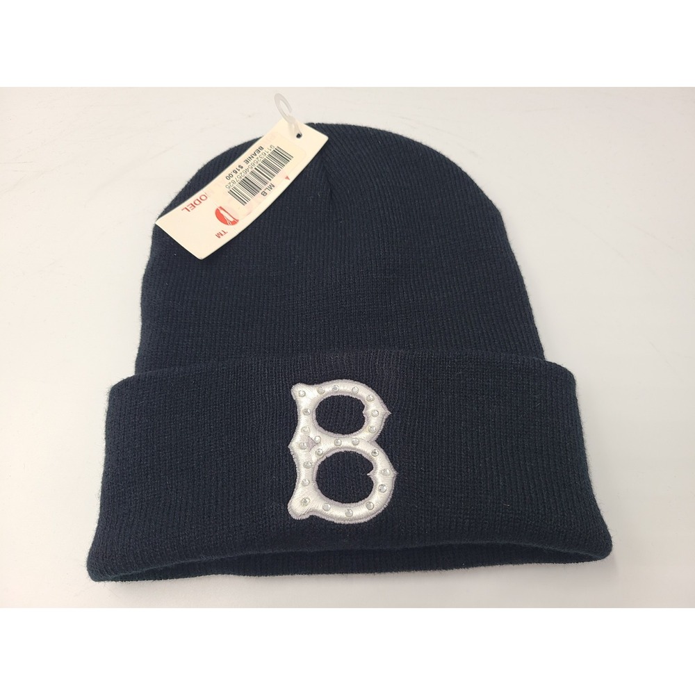 Vintage Women Brooklyn Dodgers Annco Bedazzled Beanie Winter Knit Hat Cap MLB